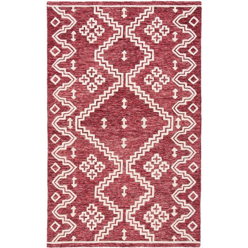 Harmony Abstract Hand-Tufted Wool Rug in Red/Ivory, 4' x 6'