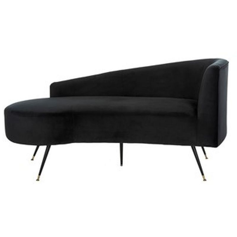 Chic Evangeline Black Velvet and Gold Metal Settee, 58"x27"