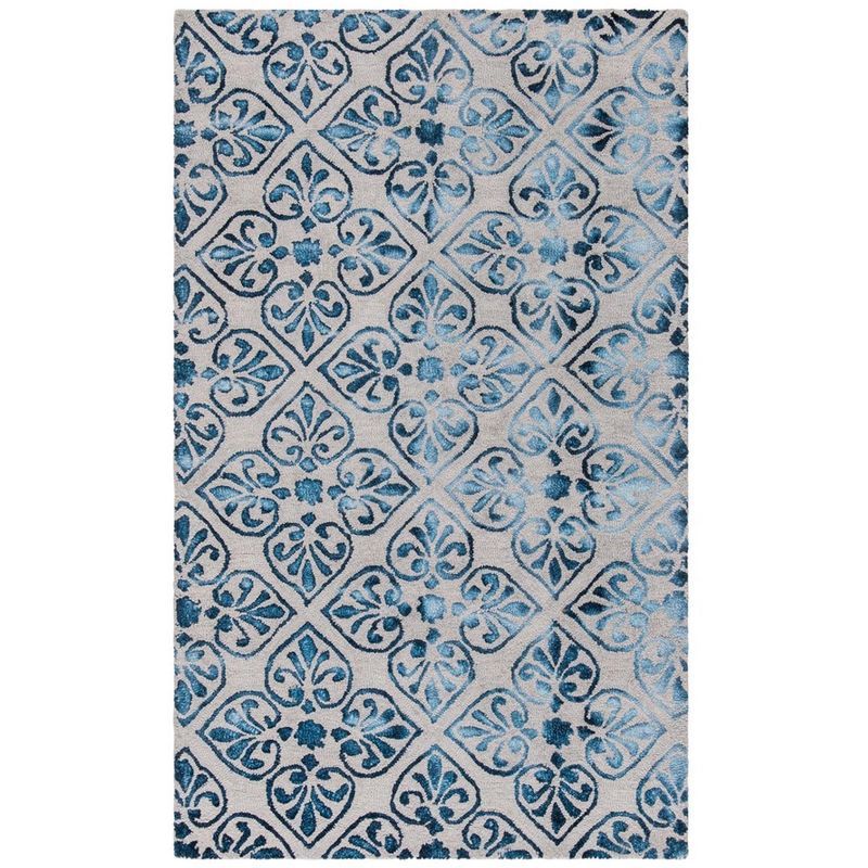 Handmade Black and Blue Wool Tufted Area Rug