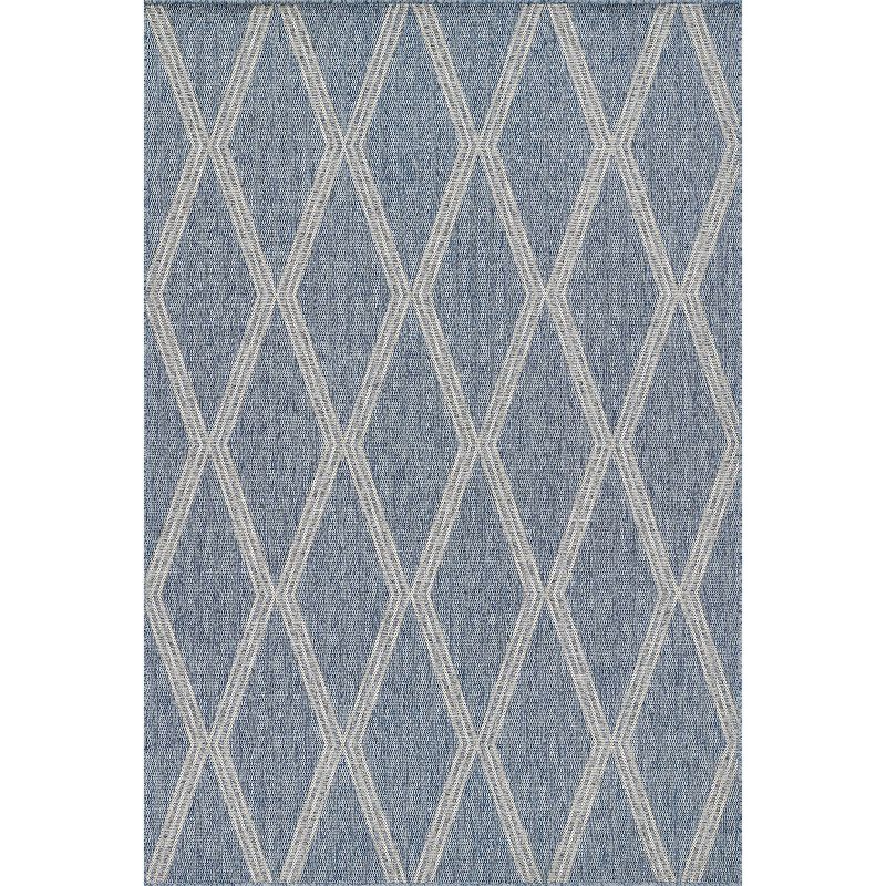 Coastal Charm Blue Synthetic Rectangular Area Rug - Easy Care