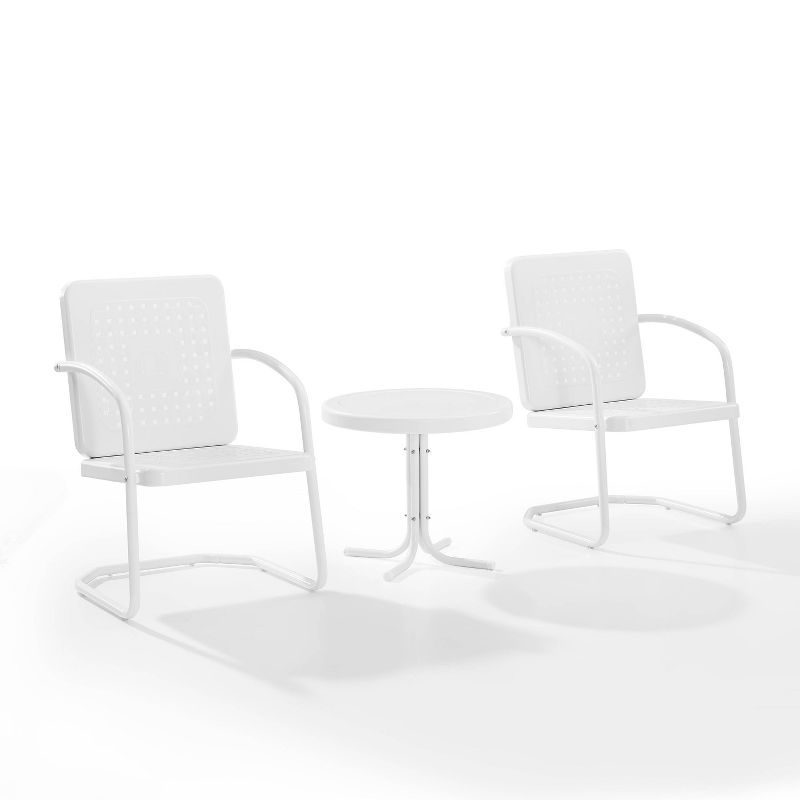 White Steel 3-Piece Outdoor Chair and Table Set