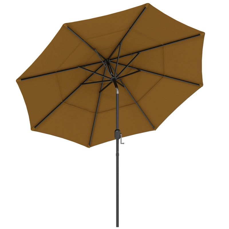 Tan 9' 3-Tier Outdoor Patio Umbrella with Crank and Tilt