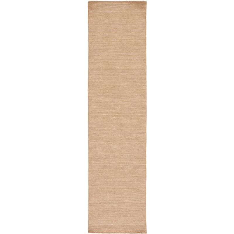 Beige Handmade Wool and Cotton Flat Woven Runner Rug