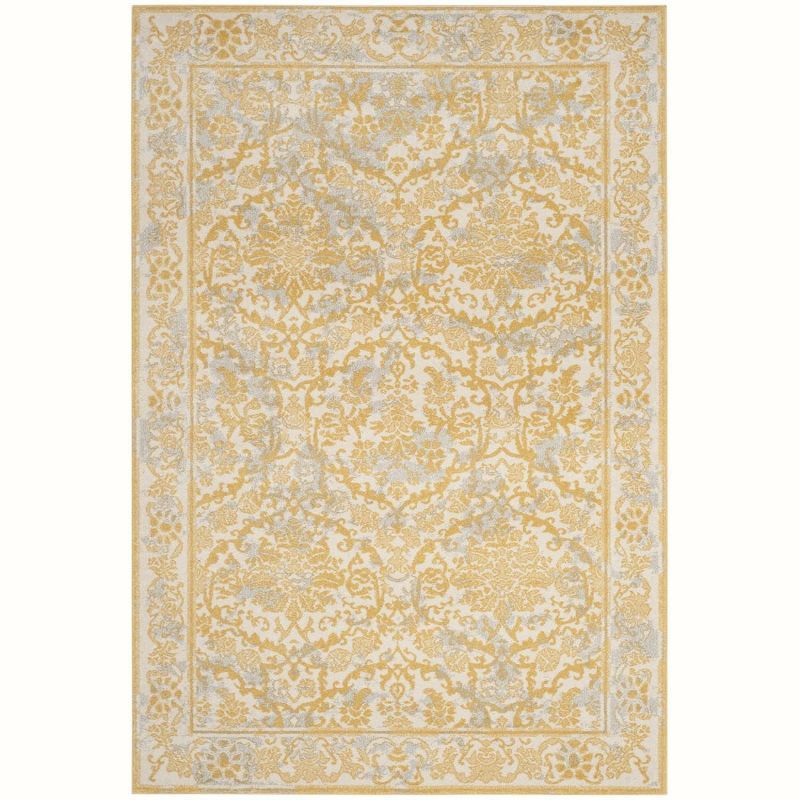 Ivory and Gold Hand-knotted Synthetic Area Rug