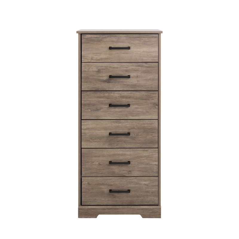 Rustic Brown Vertical 6-Drawer Farmhouse Dresser