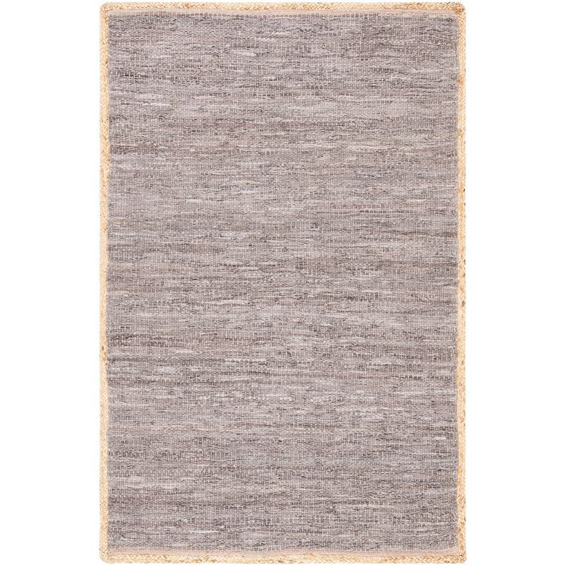 Cape Cod Light Grey and Natural Wool Cotton Area Rug 4' x 6'