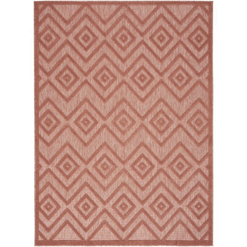 Coral Orange Diamond Flat Woven 5' x 7' Indoor/Outdoor Rug