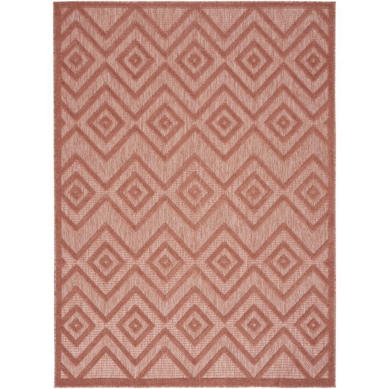 Coral Orange Diamond Flat Woven 5' x 7' Indoor/Outdoor Rug