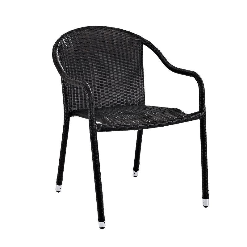 Palm Harbor Black Wicker Outdoor Bistro Chair Set