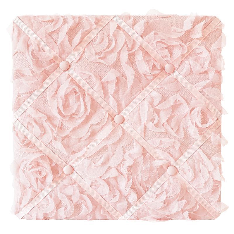 Blush Pink Floral Fabric Memo Board with Button Detail