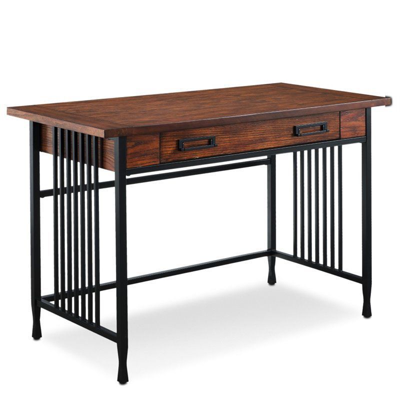 Ironcraft Mission Oak Computer Desk with Matte Black Frame