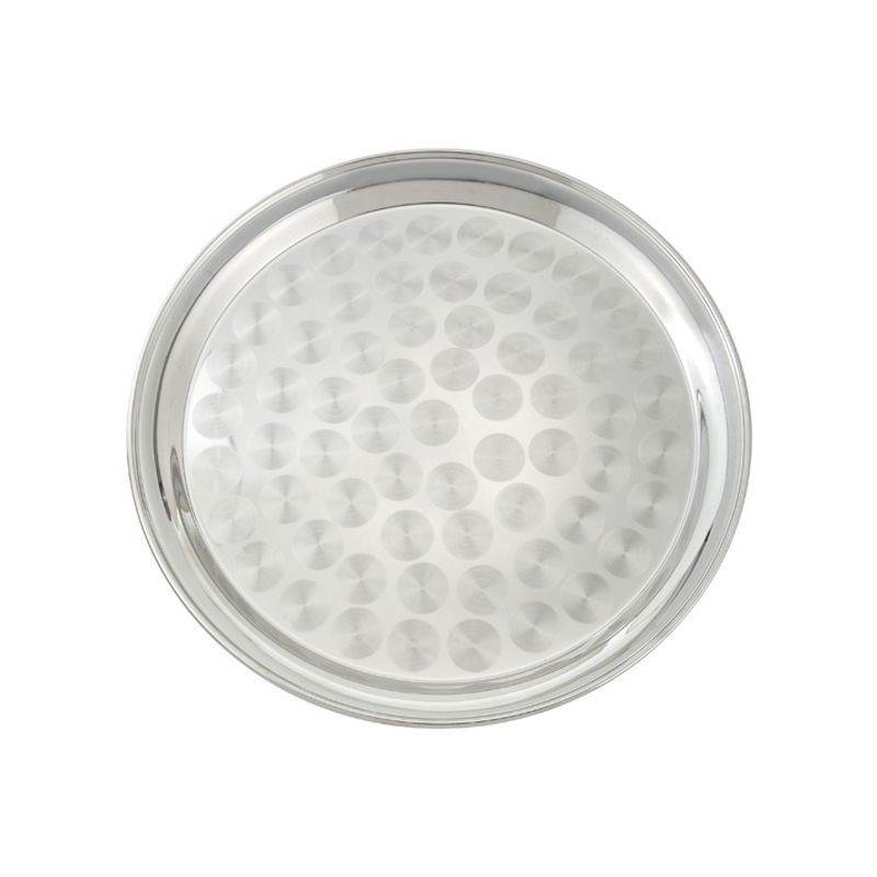 16-Inch Round Stainless Steel Swirl Pattern Serving Tray