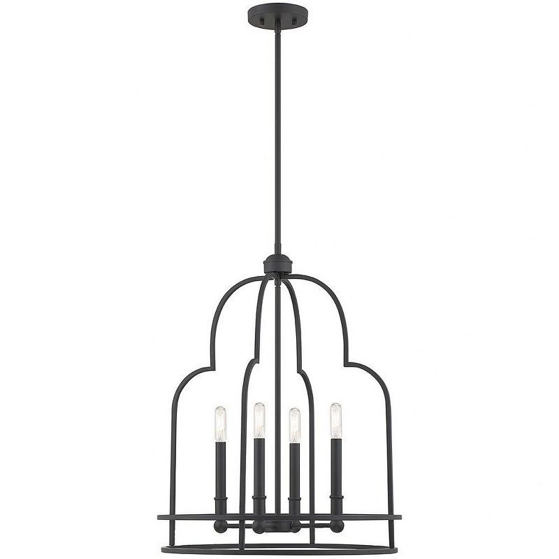 Matte Black 4-Light Pendant with Adjustable Height