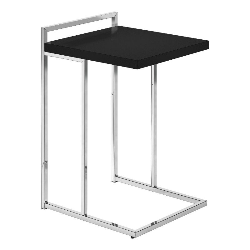 Contemporary Black Chrome C-Shaped Side Table with Generous Surface