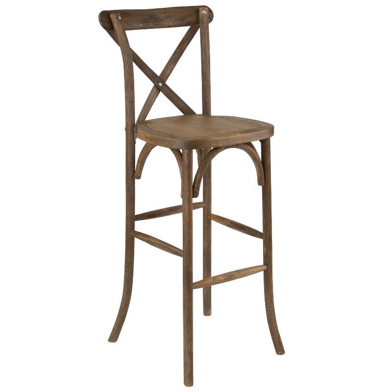 Antique Dark Beechwood Cross Back Barstool