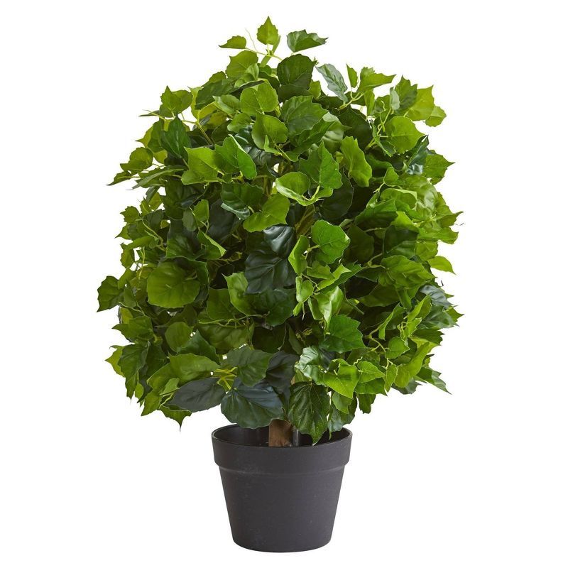 2-Foot Green Faux Ficus Potted Plant with Lights