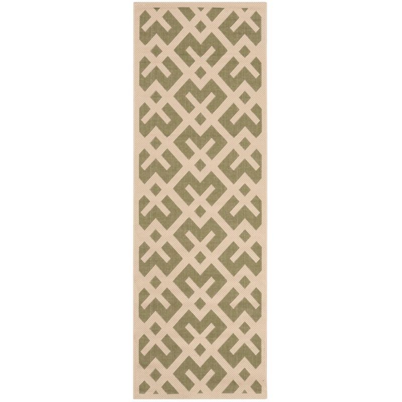 Safavieh 2'-3" x 12' Green and Bone Synthetic Area Rug