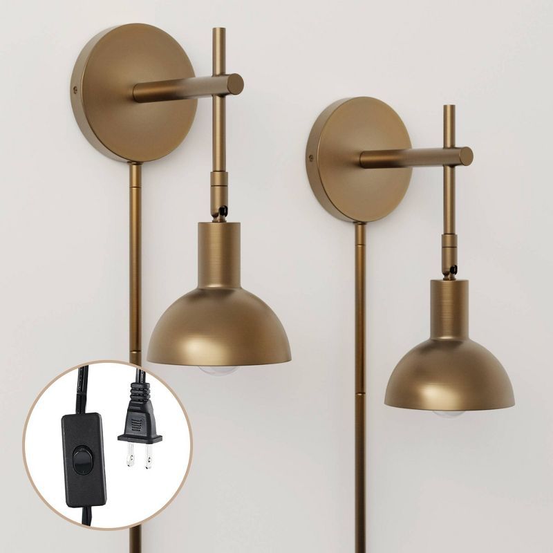 Tamlin Brass Gold Dimmable Wall Sconce Set of 2