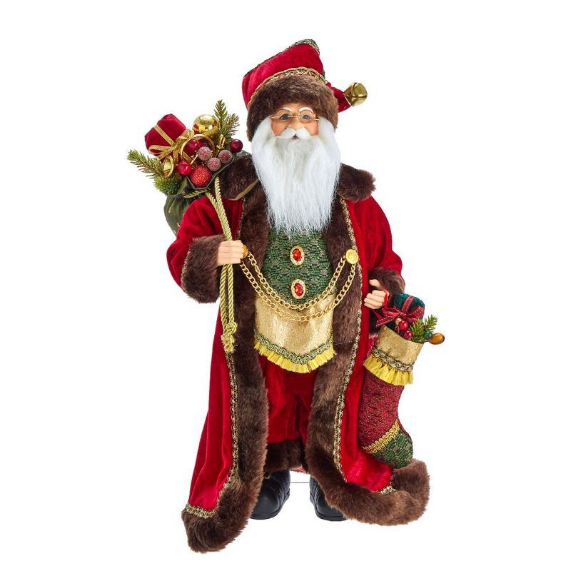 18-Inch Red and Green Plastic Santa Figurine