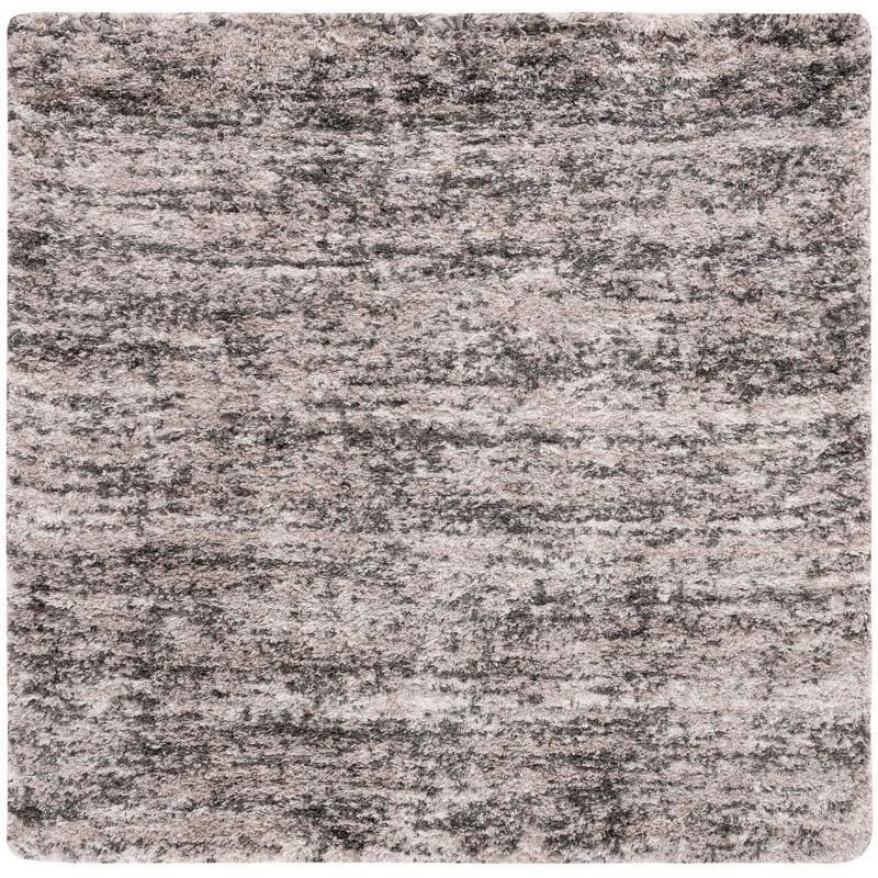 Gray Square Hand-knotted Shag Area Rug, 6'7"