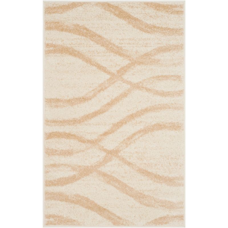 Chic Lodge-Style Cream & Champagne Synthetic Rectangular Rug - 2'6" x 4'