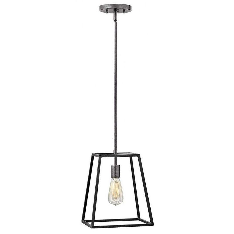 Fulton Mini Aged Zinc Tapered Cage Pendant Light with Vintage Industrial Style