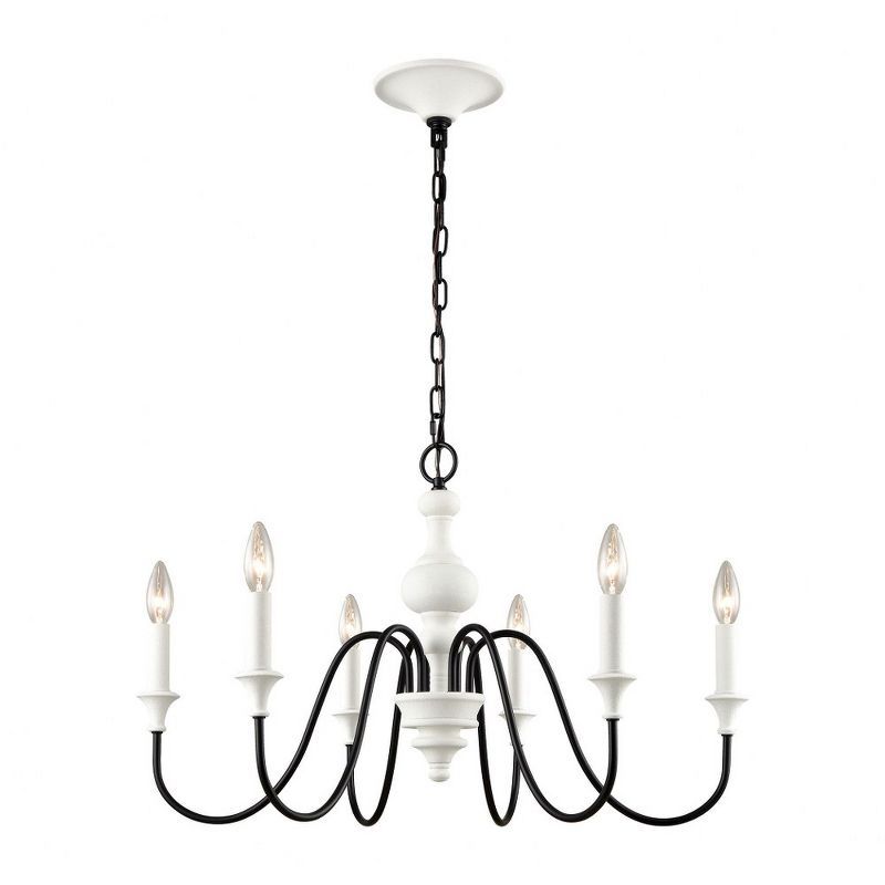 Val de Loire French Country Charm White Coral 6-Light Chandelier