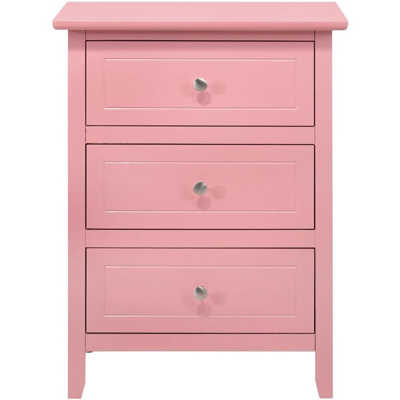 Daniel Pink 3-Drawer Solid Wood Nightstand