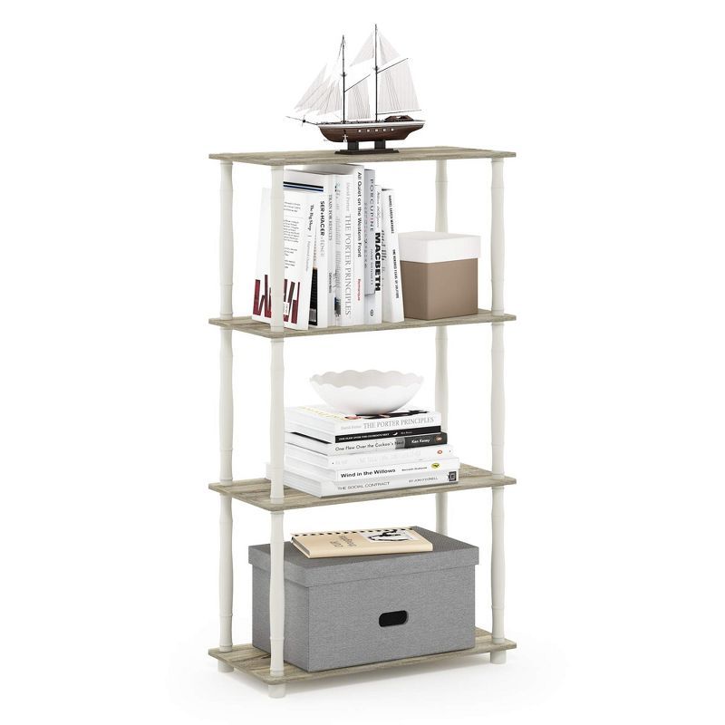 Sonoma Oak and White 4-Tier Multipurpose Shelf Display Rack