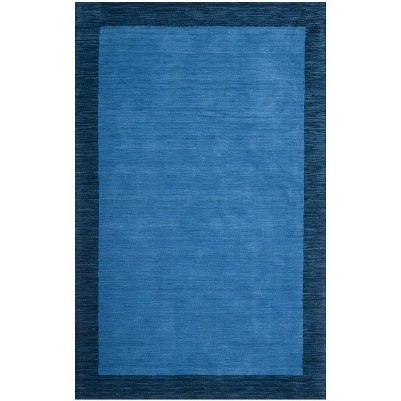 Handmade Light Blue and Dark Blue Wool Rug, 4' x 6'