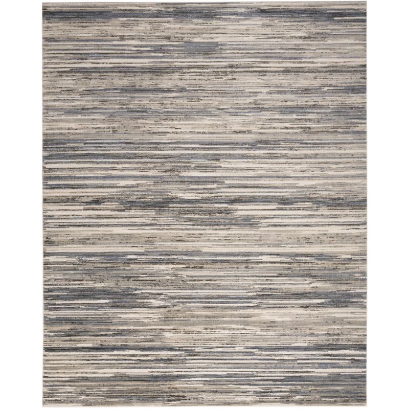 Ivory Grey Blue Abstract Synthetic 5' x 7' Area Rug