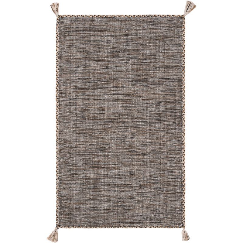 Coastal Charm Black and Beige Handwoven Cotton Area Rug - 27" x 4"