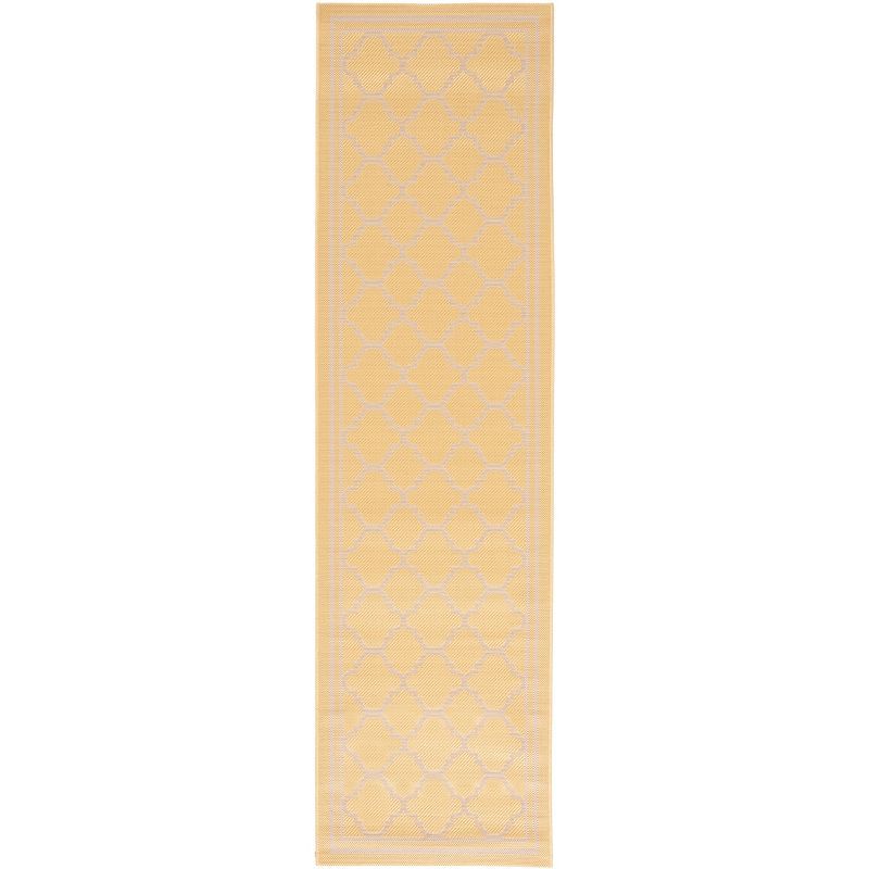 Gold and Beige Synthetic Non-slip Stain-resistant Runner Rug