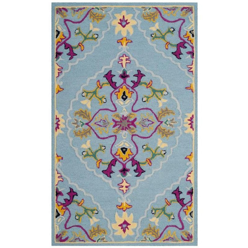 Handmade Tufted Wool Area Rug in Light Blue/Multi, 4' x 6'