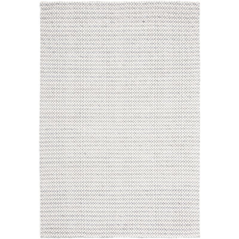 Light Grey and Ivory Rectangular Wool Flat Woven Rug, 3' x 5'