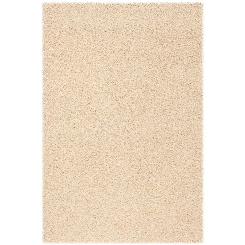 Ivory Rectangular Hand-Knotted Shag Area Rug 5'1" x 7'6"