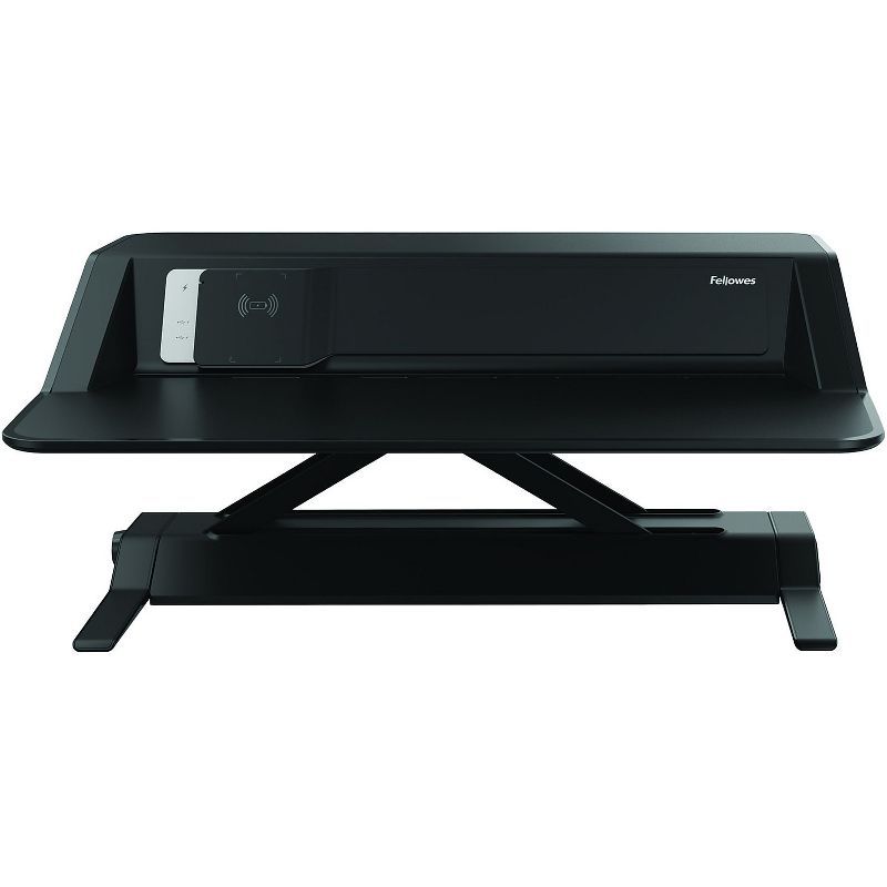 Fellowes Black Adjustable Sit-Stand Desk Converter with USB Ports