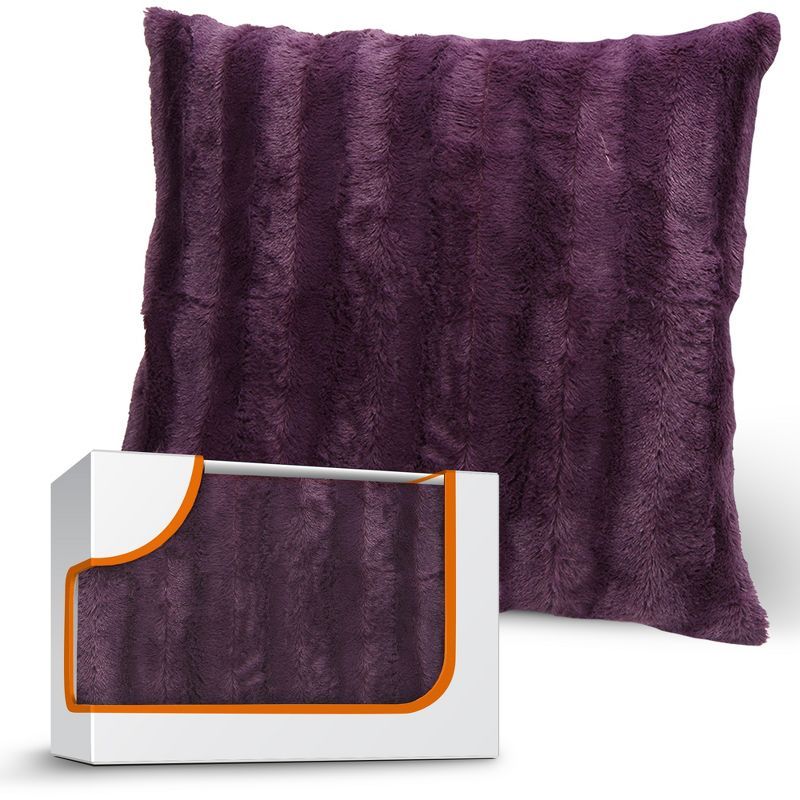 Luxurious Purple Faux Fur 20x20 Decorative Throw Pillow Cover