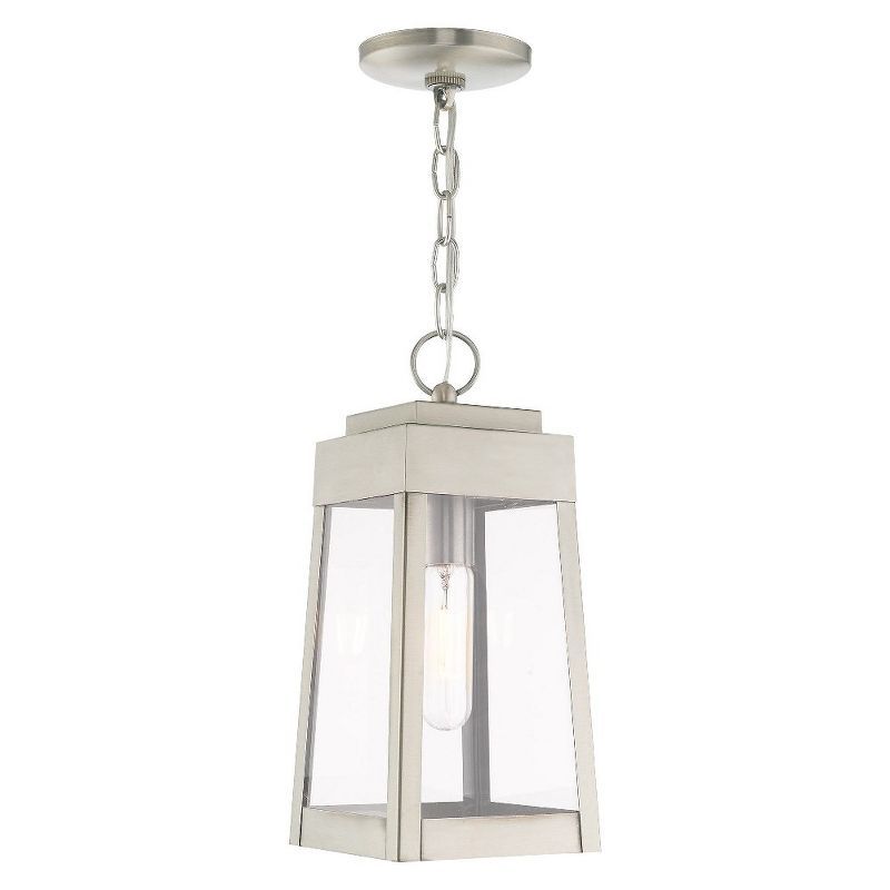 Oslo Brushed Nickel and Glass Outdoor Pendant Lantern