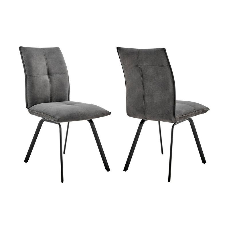 High Charcoal Metal Upholstered Side Chair Set of 2