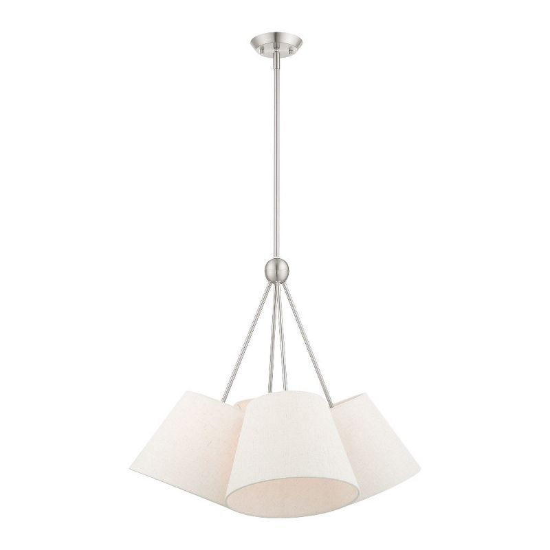 Prato Modern 4-Light Chandelier with Oatmeal Fabric Shade