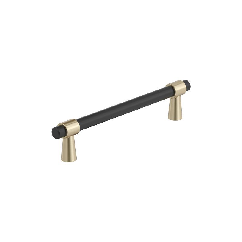 Matte Black and Golden Champagne 5-1/16" Modern Industrial Bar Pull