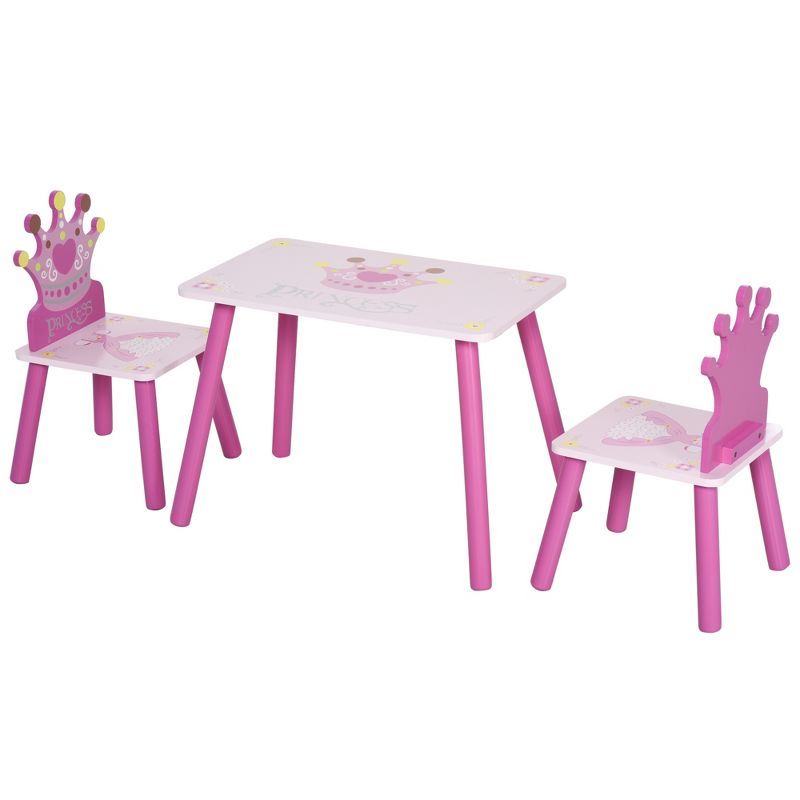 Pink Princess Wooden Table and Chair Set for Kids