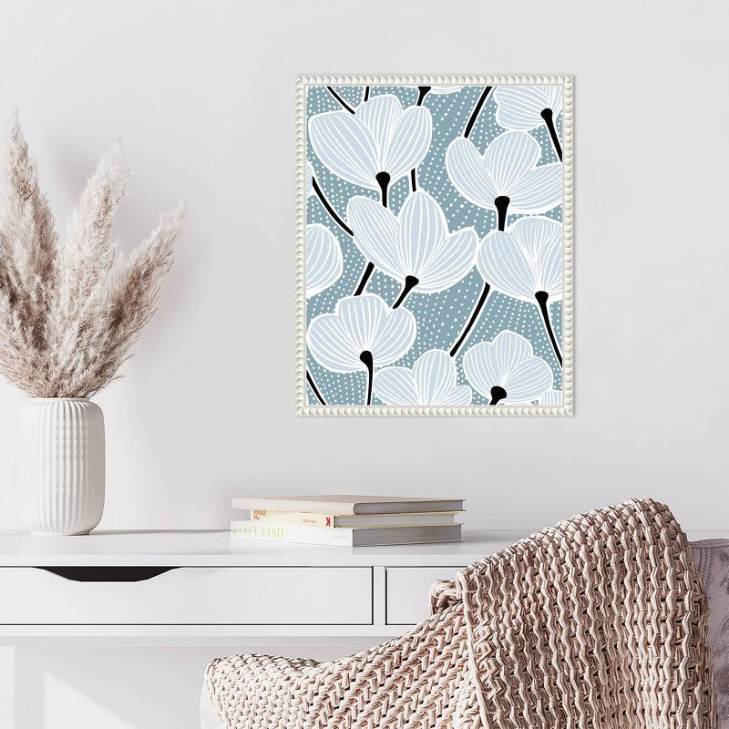 Modern Poppy I White and Blue Canvas Wall Art