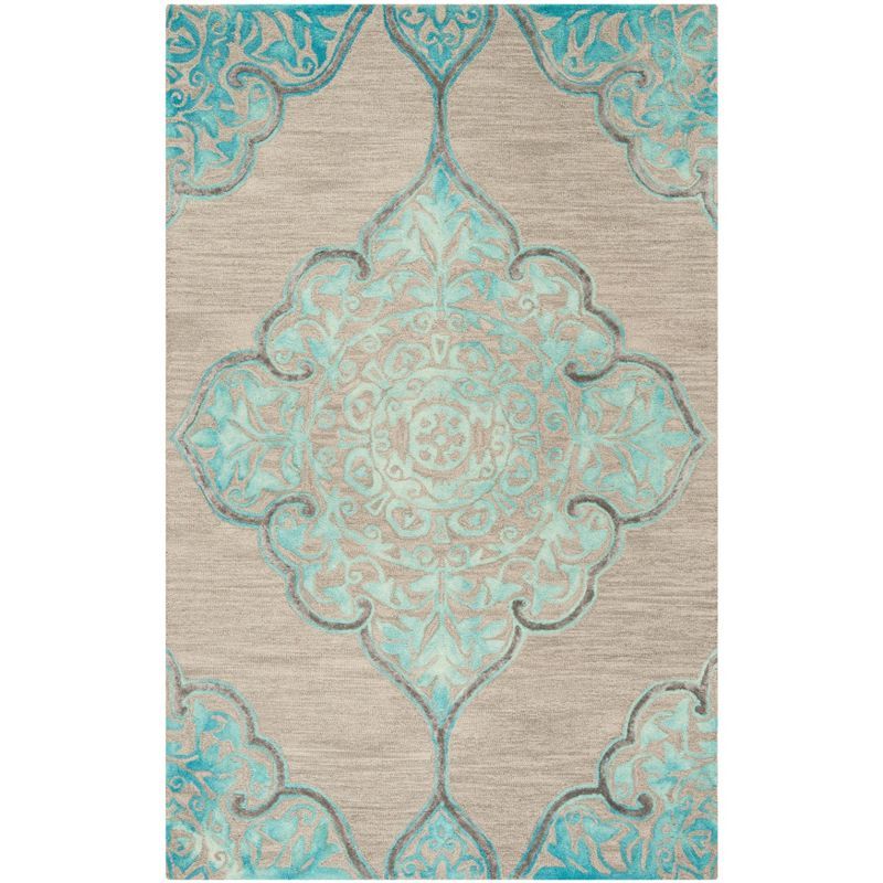 Eloise Gray Floral Hand-Tufted Wool and Silk Rectangular Rug