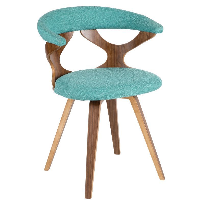 Teal Velvet Upholstered Swivel Side Chair with Wood Legs