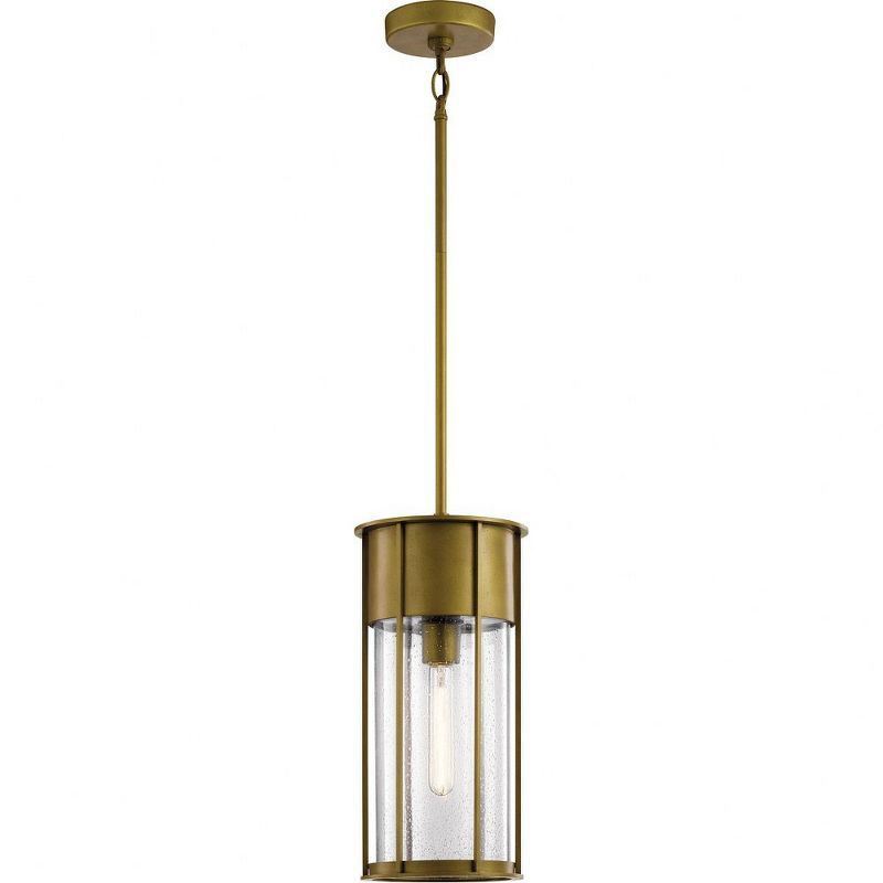 Camillo Natural Brass Outdoor Pendant with Clear Seeded Glass