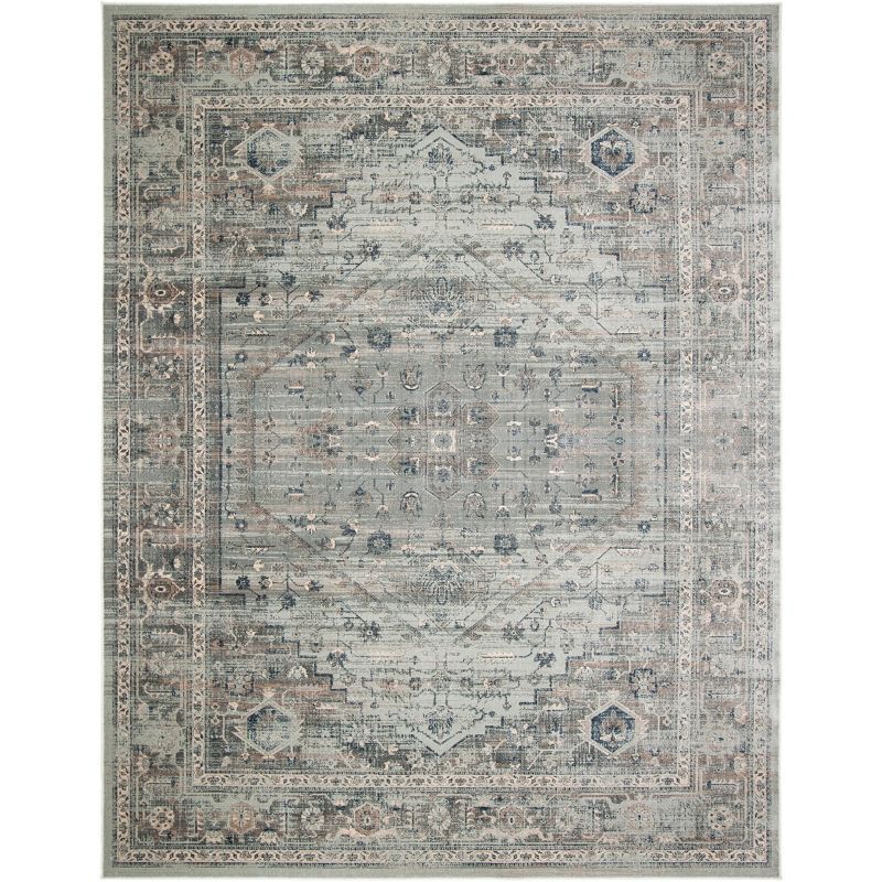 Light Blue 9' x 12' Reversible Viscose Area Rug