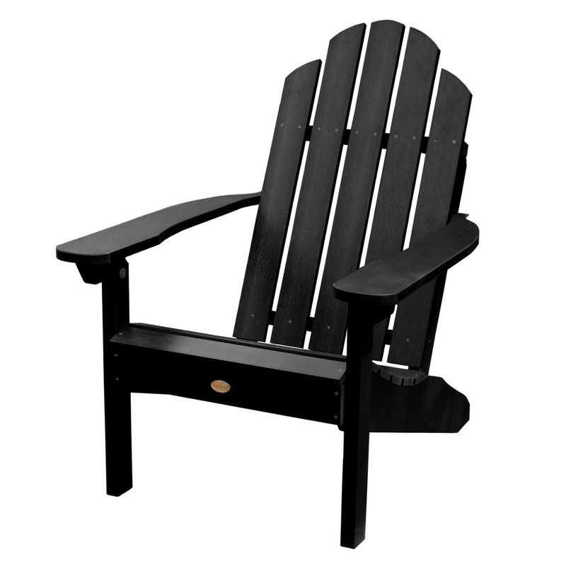 Classic Black Synthetic Wood Adirondack Chair with Arms