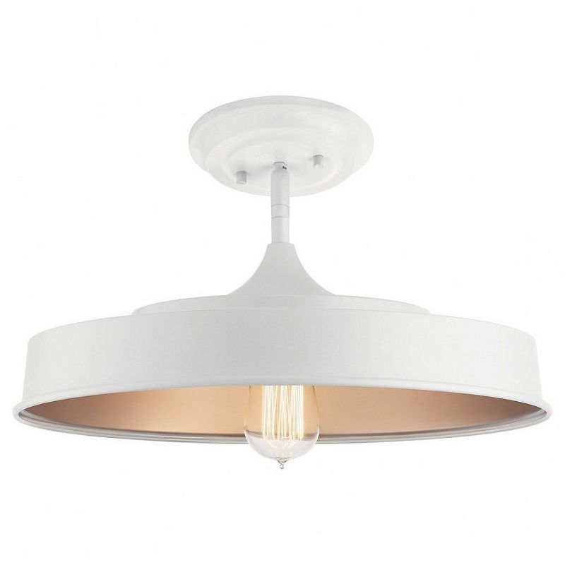 Elias Modern Black and White 16" Semi-Flush Ceiling Light